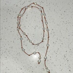 Chic Pearl and Brown Beaded Necklace